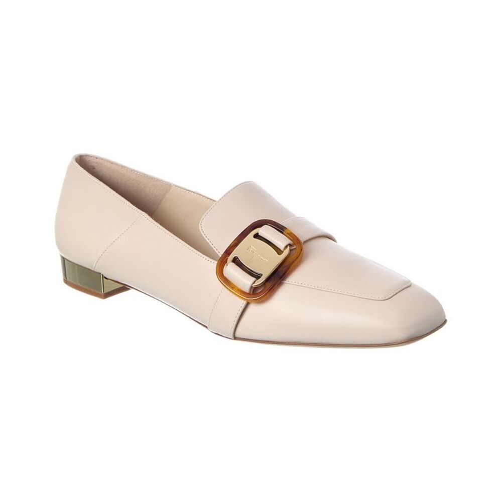 Ferragamo Wang Leather Loafer, White
